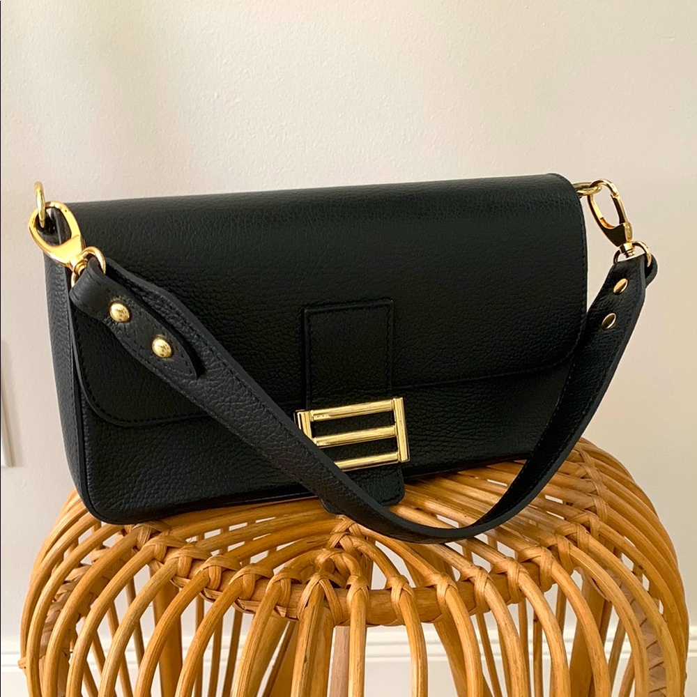 DIVINA FIRENZE black leather shoulder AND crossbody bag